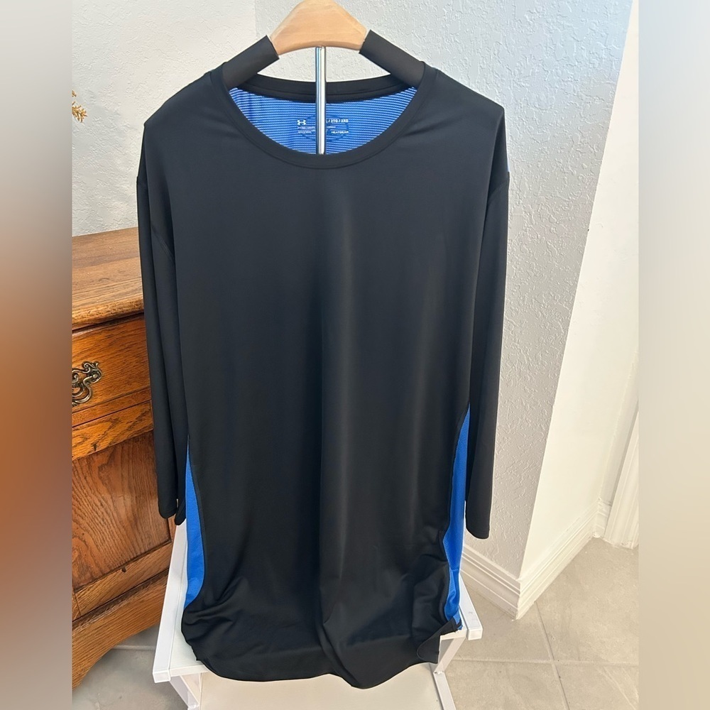 Under Armor Fitted‎ 2XL Heatgear Long Sleeve Blue / Black Tee - Picture 2 of 5